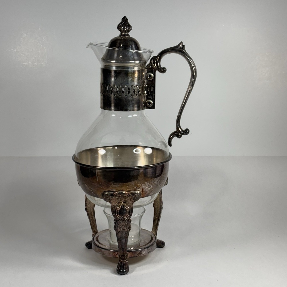 Vtg Silverplated Ten Cup Glass Carafe Warmer Leonard Silver MGF Original Box - Picture 5 of 9